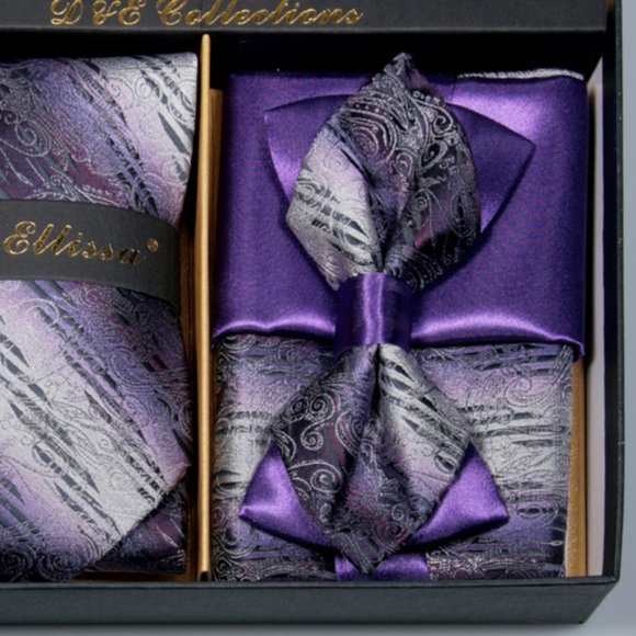 NOT FOR SALE Daniel Ellissa Purple Silver Bow & Neck Tie 6 Set - Picture 4 of 6